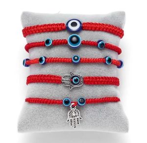 Handgeweven bedelarmband kabbalah rode snaar draad armbanden blauwe boze oog handketen