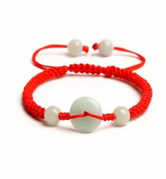 Bracelet à corde rouge tissé pour hommes et femmes Jade Peacock Couples Bracelet Handstring bijoux GIED6531980