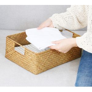 Handwoven opslagmand Rattan rieten manden stroweven organisator Sundrals opbergdoos Brood Picnic Basket Panier Rangement