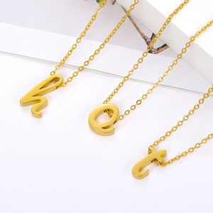 Écriture manuscrite petite lettre a-z initiale colliers pour femmes Boho bijoux en acier inoxydable Alphabet collier pendentif anniversaires cadeaux