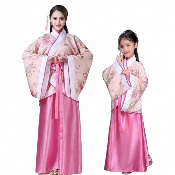 Hanfu niños 2024 traje chino niños fr niña dres etapa tradicional desgaste mujeres danza traje adulto hada dr s5eu #