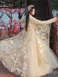 Hanfu Style chinois robe ensemble femmes Vintage élégant fleur broderie fée danse scène Costumes femme douce princesse tenues 240220