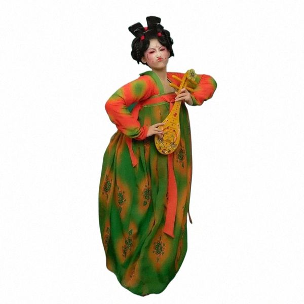 Hanfu traje de la danza de las muchachas Princ antiguo chino tradicional de la dinastía Tang fiesta del festival traje de la danza de la etapa Hanfu Dr T8m3 #