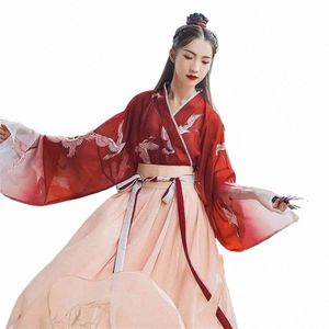 Hanfu Dr Vrouwen Chinese Traditial Inkt Schilderij Hanfu Vrouwelijke Carnaval Cosplay Kostuum Rode Party Outfit Plus Size W4Xz #
