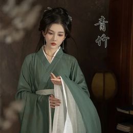 Hanfu Dres – ensemble traditionnel chinois ancien, Costume de Cosplay pour femme, veste verte d'été avec robe blanche, ensembles 240220