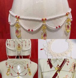 Hanfu Dual Ancient Perst Chain Cloud Long épaule Perlel Pearl White Tang Style Flat Collar Ru Jirt8713566