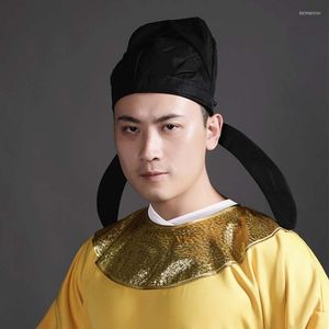 Hanfu hoed mannen volwassen Chinees traditionele hoofdtooi mingzhi oude fittingen zwarte confuciaanse handdoek voor brede rand hoeden delm22