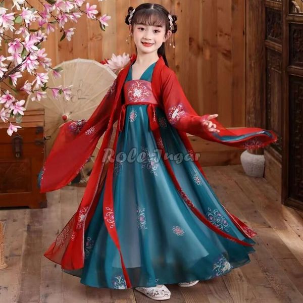 Hanfu niños vestidos tradicionales chinos danza folclórica antigua actuación Hanfu vestido Cosplay
