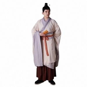 Hanfu Hommes Robe Style chinois Dynastie Han Ancien Costume d'érudit pour hommes Film TV Drame Cfucius Cosplay g8aS #