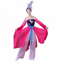 Hanfu femmes danse classique s Femme brodé style chinois fan de danse folk Yangko danse s I8ew #