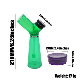 Hang touwband hard plastic roken waterpijp met tabak kruid molen 210 mm waterpijp shisha acryl water bong tools