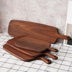 Tabla de cortar de nogal negro colgante, duradera, de madera, para picar fruta, Pizza, Sushi, bandeja para barbacoa, herramientas de cocina antideslizantes sólidas sin pintar 1103