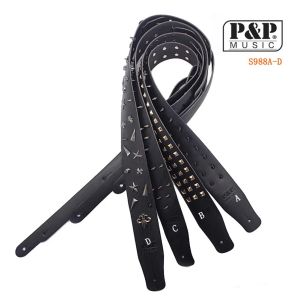 Hanger 2023 Nieuwe metal spike bezaaid verstelbare zware lederen lederen gitaarriem coole stijl accessoires gitaarriem