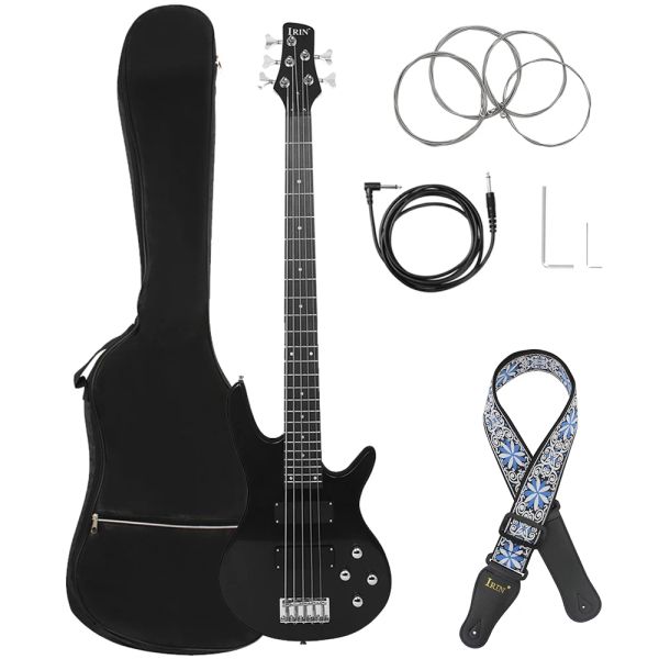 Colgador de 5 cuerdas bajo 24 trastes cuerpo de arce guitarra eléctrica con correa de bolso accesorios de piezas de guitarra necesarias