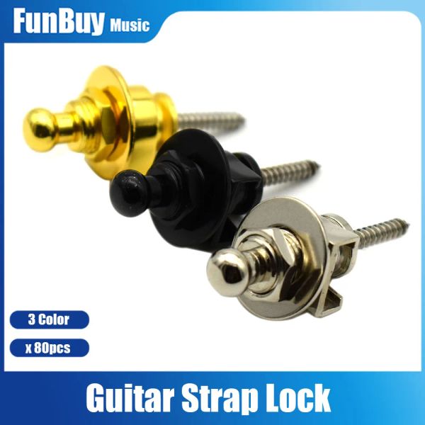 Hanger 80pcs Strap de guitare en métal Botton Straplocks pour la guitare acoustique Electric Guitar Bass Scrper Black / Gold / Silver