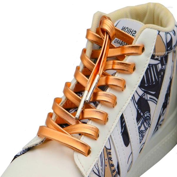 Colgadores de calzado de 0,7 cm con cordones metálicos de cuero PU decoración plana decoración de lujo top cordones brillantes en botas de vestimenta