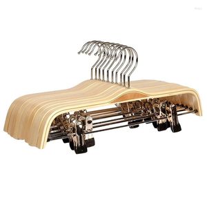 Cintres Lot de 10 pantalons/jupes en bois à finition solide avec clips antirouille