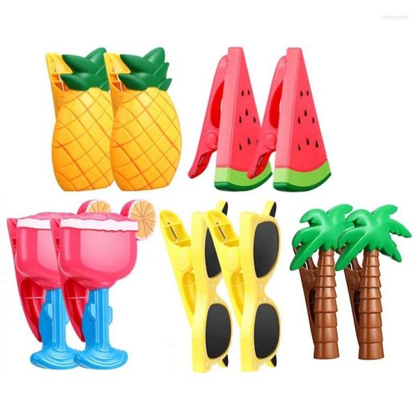 Cintres 10 pièces pinces à serviettes de plage porte-chaise portables couleur vive vêtements mignons en plastique