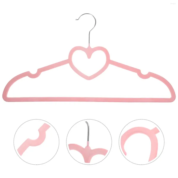 Hangers 10 PCS Ropa Rack Velvet Love Hanger para abrigo Camisa en forma de corazón Pantalones rosas MISS