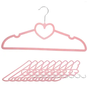 Hangers 10 pc's rok fluwelen liefdeskleding voor broek kast shirt jas plastic roze baby