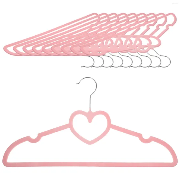 Cintres 10 pcs Velvet Love Hanger Vêtements pour costume Armoire coeur en plastique Clothing Enfant