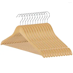 Hangers 12 stuks hoogwaardige houten pakhouten kleerhangers 360° draaibare haak en nauwkeurig gesneden inkepingen voor hemdje, jas, broek