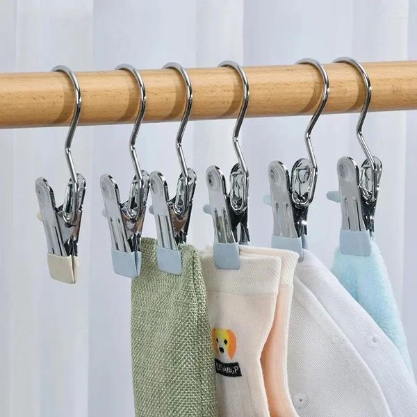 Hangers 12pcs Clip de gancho de acero inoxidable Clip multifuncional Coscio de sombrero sin costura Hogar de ropa pequeña Fijación