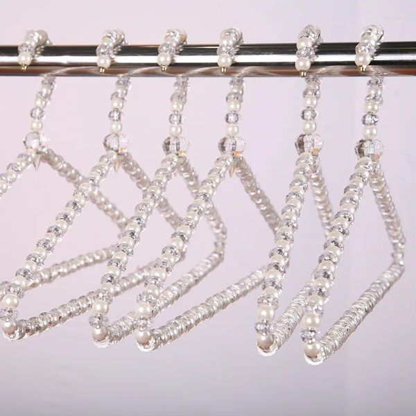Cintres 14MM perles de cristal perles acryliques Triangle cintre incurvé robe de mariée affichage porte-vêtements