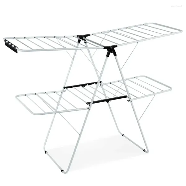 Perchas de 2 niveles metal plegable airer estante de secado con gaviota ajustable