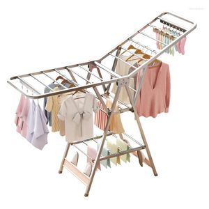 Cintres 304 étendoir à linge en acier inoxydable 170CM plancher dépilage ménage balcon couette peut rétrécir les vêtements d'extérieur