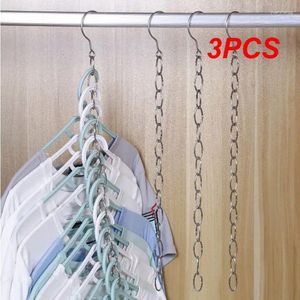 Cintres 3 pièces cintre suspendu trou chaîne de vêtements crochets en acier inoxydable rangement tissu placard chemises bien rangé sauver la maison