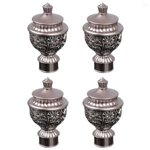 Hangers 4PCS Roman Rod Hollow-out Head Decor Metalen Gordijn Decoratief (Rose Goud)