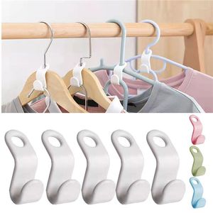 Hangers 5/10pcs mini kledinghanger connector haken voor het besparen van ruimte niet-slip jas opslagrek plastic haak garderobe organisator