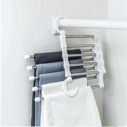 Hangers 5 in 1 Multifunctionele Broek Storage Rack Verstelbare Broek Tie Schapkast Organizer Roestvrij staal RH2570