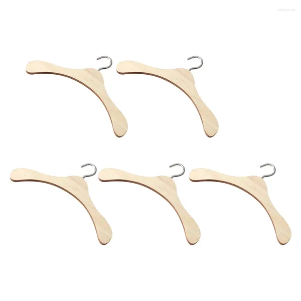 Perchas 5 uds percha abrigo vestido de madera ropa estante bebé Mini accesorios muñecas miniatura