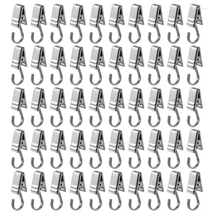 Cintres 50pcs Clips en acier inoxydable Crochets Clip Anneaux Rideau en métal pour Pos DIY Artisanat