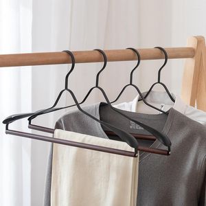 Hangers 5 stuks ijzeren kleding verbreden antislip drogende washanger met houten ophangstang Huishoudelijke kledingkast Organizer Rack