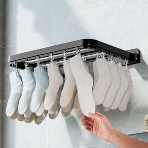 Cintres de rangement pour sous-vêtements et chaussettes, support mural fixe en alliage d'aluminium de grande capacité, poinçonnage gratuit, organisateur de linge pliable