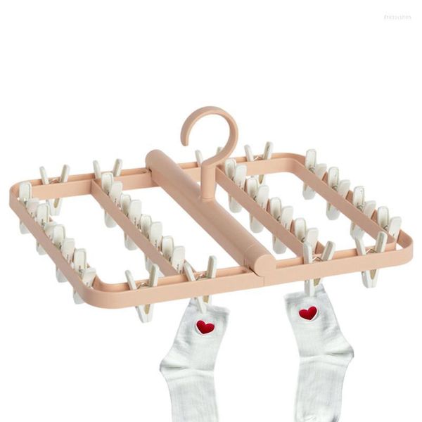 Perchas Clip y colgador de goteo Gancho giratorio con 24 clips Secado de ropa para calcetines Sujetadores Ropa interior