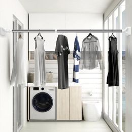 Cintres pour vêtements, tringle à rideau de douche réglable sans poinçon, accessoires extensibles simples en acier inoxydable
