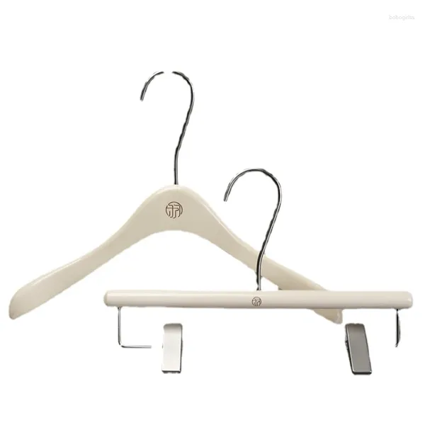 Hangers Clothing Store Hanger Beech Milk White White Solid Wood Women Femenina Beige Beige Alto grado Clips Clips de pantalones