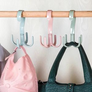 Hangers Creative Swivel Hook Hanger Multifunctionele kleding Opslagrek Sterk Duurzame Ruimte Spaar Nagel Gratis sjaalschoenen Bagsleutel