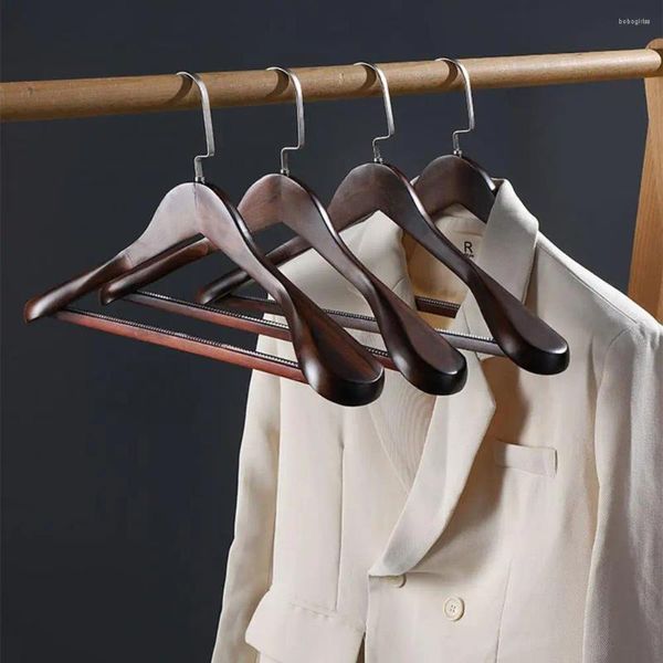 Cintres à épaules incurvées pour manteau en bois, large et de qualité supérieure, robuste et antidérapant pour vêtements sans plis