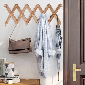 Perchas expandibles estante de madera ropa de madera de madera montada en la pared de decoración del hogar 17 ganchos