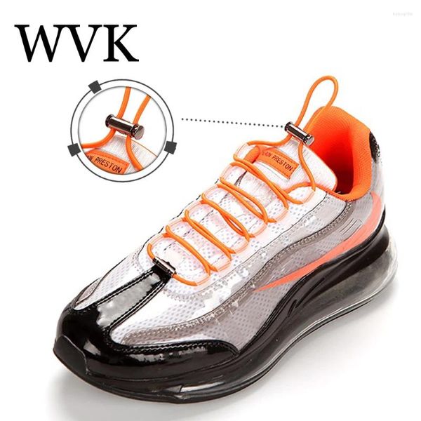 Hangers Fashion Shoelaces Metal Spring Buckle Lock Shoelace Outdoor Take a Walk Sneakers Round Elastic Children Unisex Shoe Laces