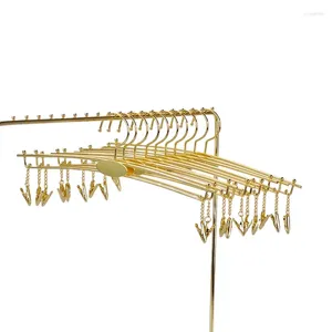 Cintres Golden Metal non glissé Hanger Space Saving sous-vêtements Pinde à linge avec clips Affichage de la boutique de lingerie pour Bra Sock