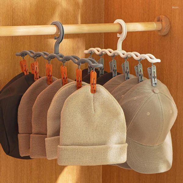 Perchas para sombrero para armario con 6 Clips, estante de almacenamiento, gorros adecuados, bufanda, ropa interior, calcetines, Baberos de bebé, accesorios colgantes para el hogar