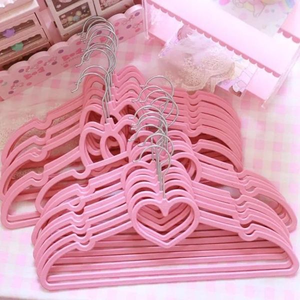 Cintres coeur fille coeur rose vêtements cintre 10pcs Love Bow Vêtements Store Luidry Skid Storage Cabinet Organisateur