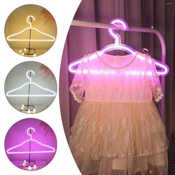 Perchas Percha LED Letrero de luz de neón Soporte de exhibición de ropa brillante Alimentado por USB para tienda de ropa de moda Estante de pared de habitación de mercado