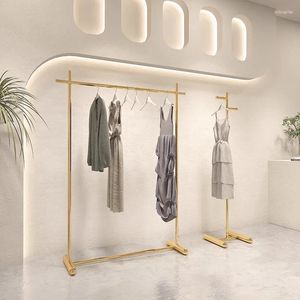 Hangers Luxe roestvrijstalen bruiloftstadium achtergronden Kledingwinkel Display Rack Standing Women's Children Shelf Stand